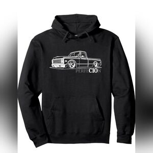 Black Hoodie with White Truck Graphic